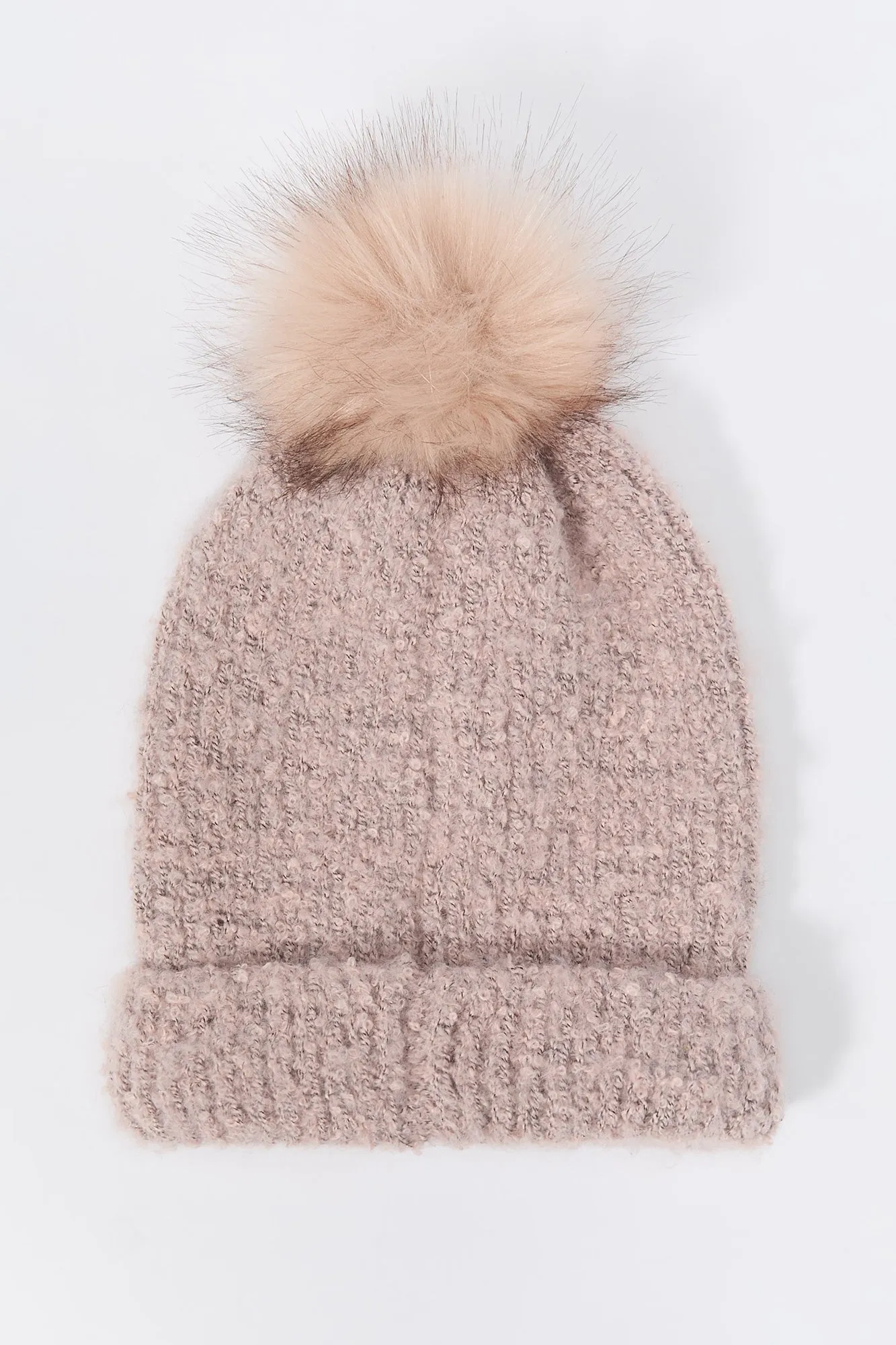 Pearl Knit Beanie with Pom Pom