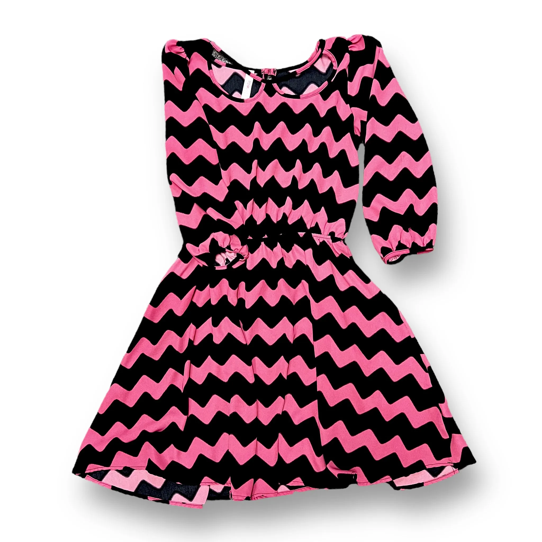 Pink Blush Size S Pink & Black Chevron Lightweight Maternity Dress