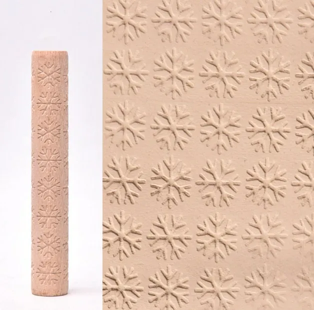 Pottery Hand Roller - Clay Texture Roller, Knit Stitch - Star Snowflake Wave Leaf Paw Stone Christmas Tree - Clay Texture Roller - Pastry