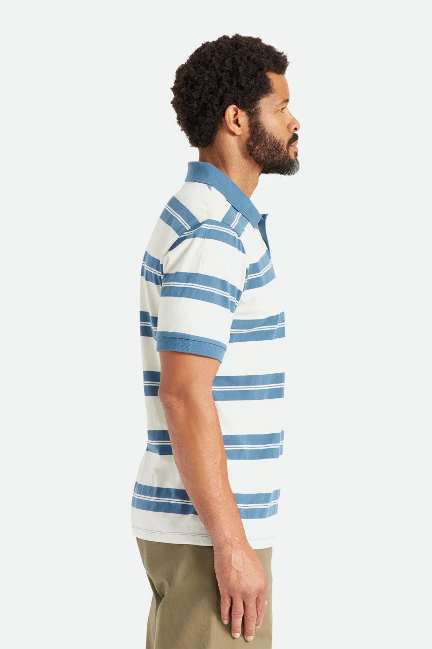 Proper S/S Polo Knit - Off White/Indian Teal