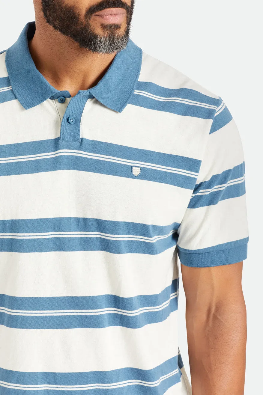 Proper S/S Polo Knit - Off White/Indian Teal