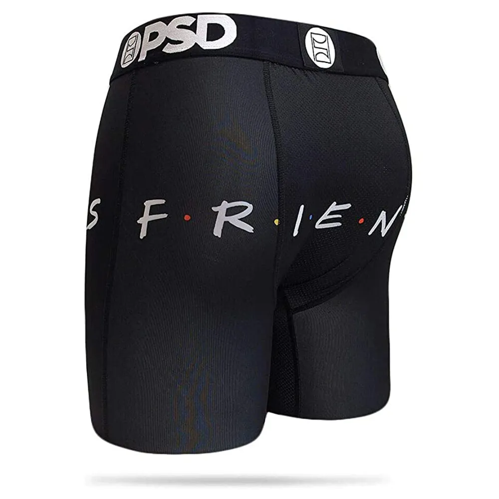 PSD Mens Stretch Wide Band Boxer Brief Friends Series Black Underwear - E31911093-BLK-XL