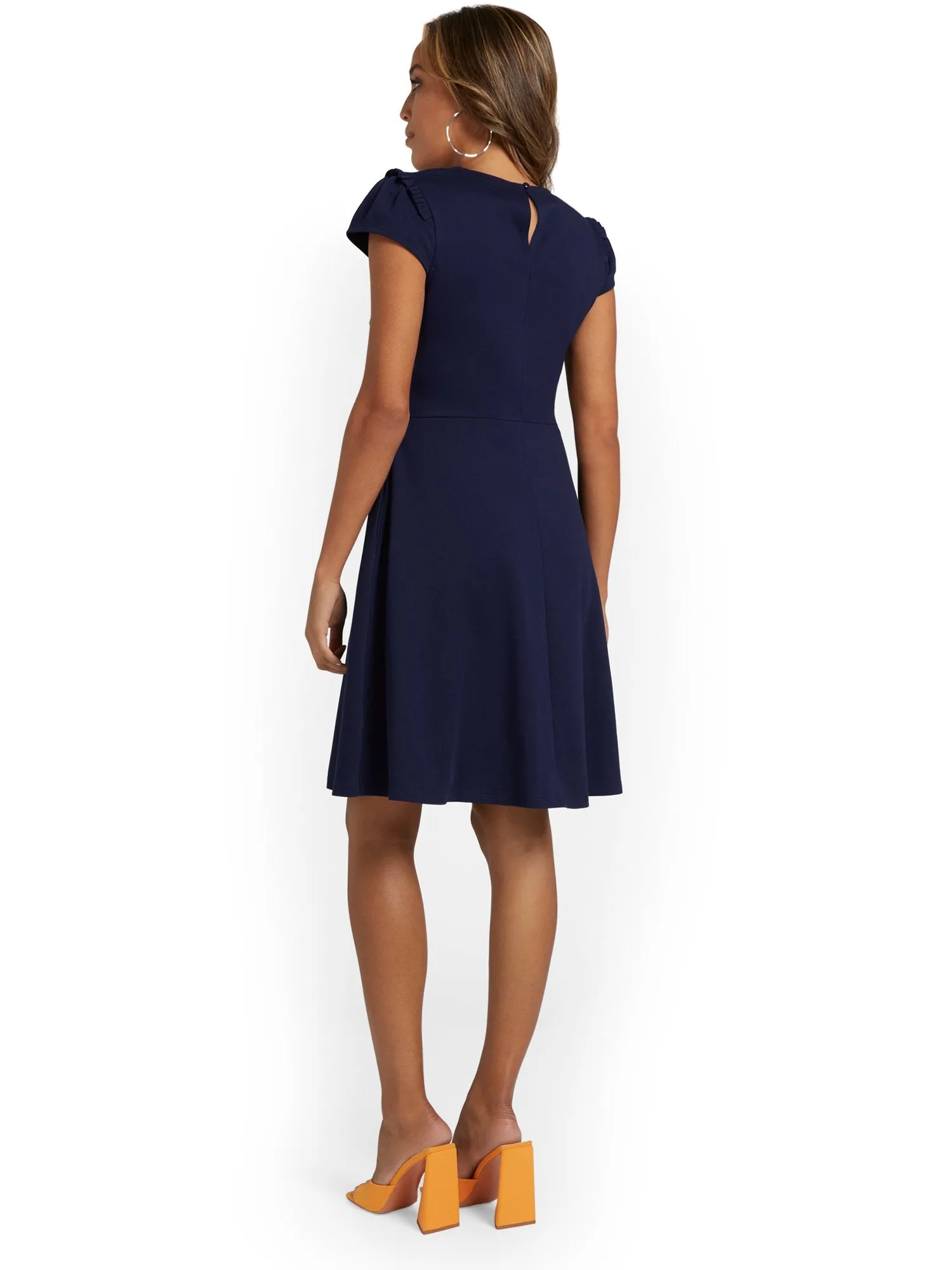 Puff-Sleeve Flare Dress - City Knits