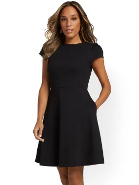 Puff-Sleeve Flare Dress - City Knits