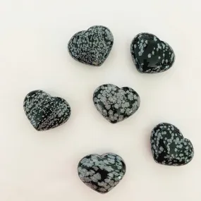 Puffy Snowflake Obsidian Hearts