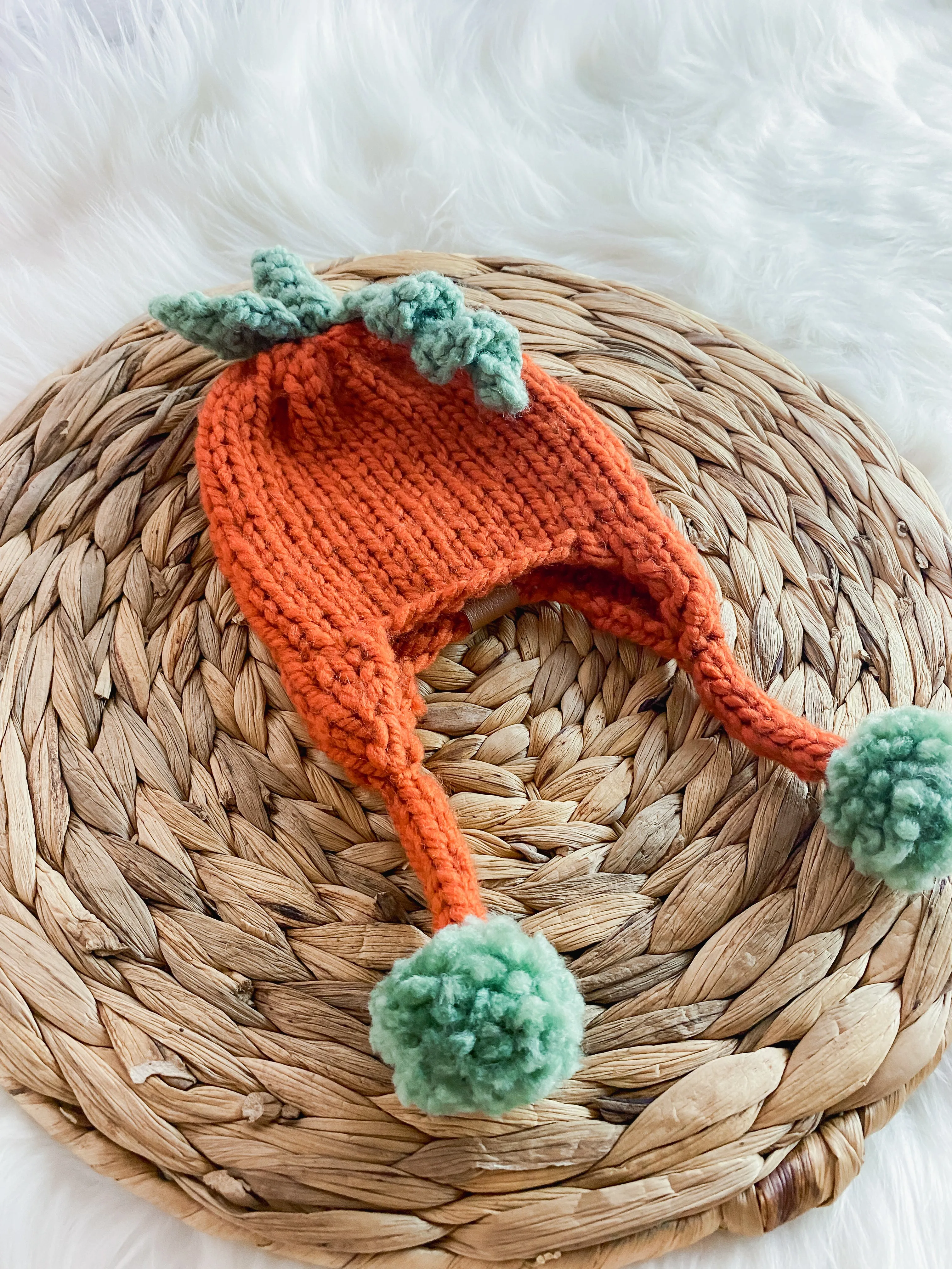 Pumpkin Baby Hat - Handmade Knitted Newborn Beanie with Earflaps - Baby Fall and Halloween Accessory