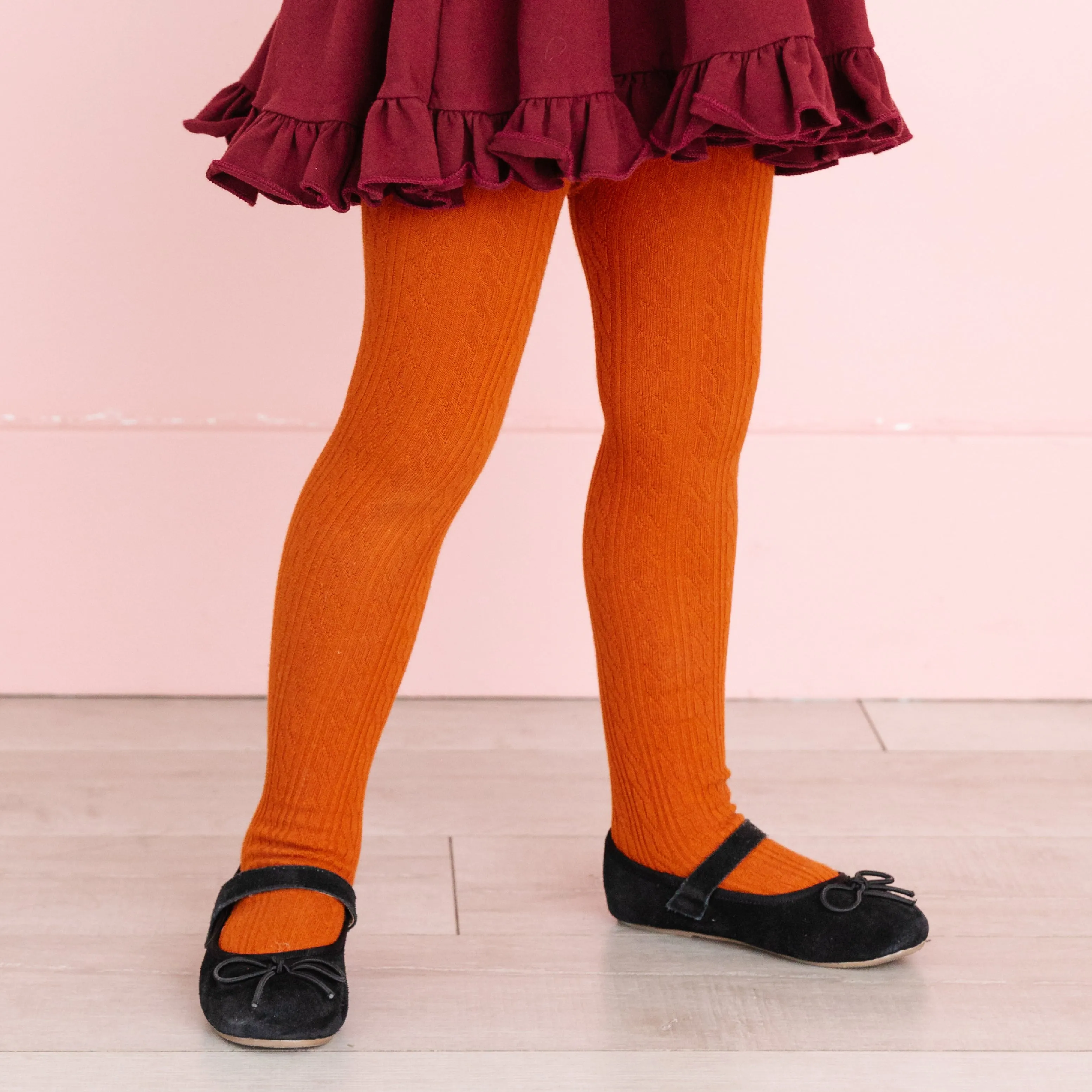 Pumpkin Spice Cable Knit Tights