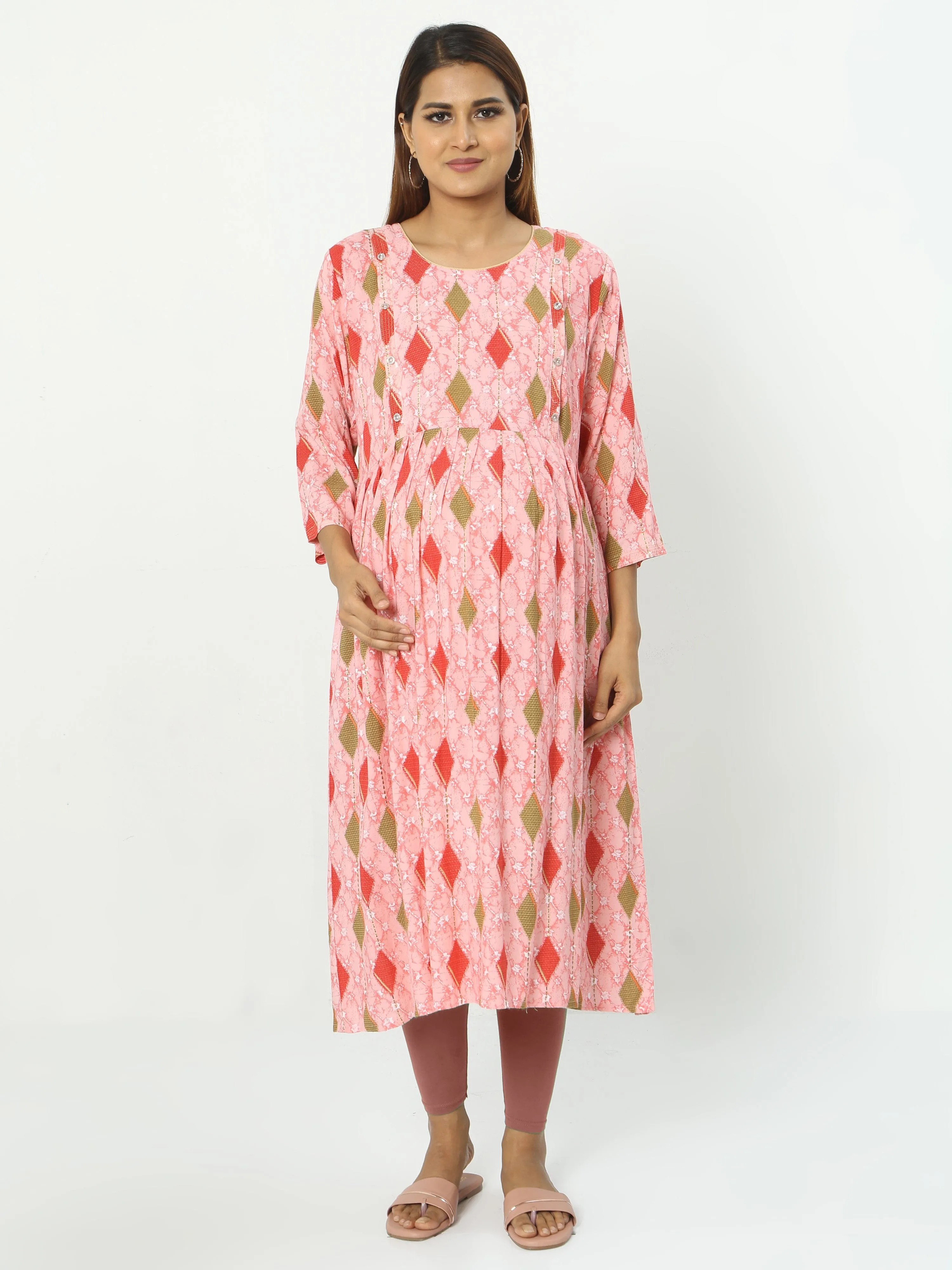 Rayon Maternity Feeding Kurti Baby Pink