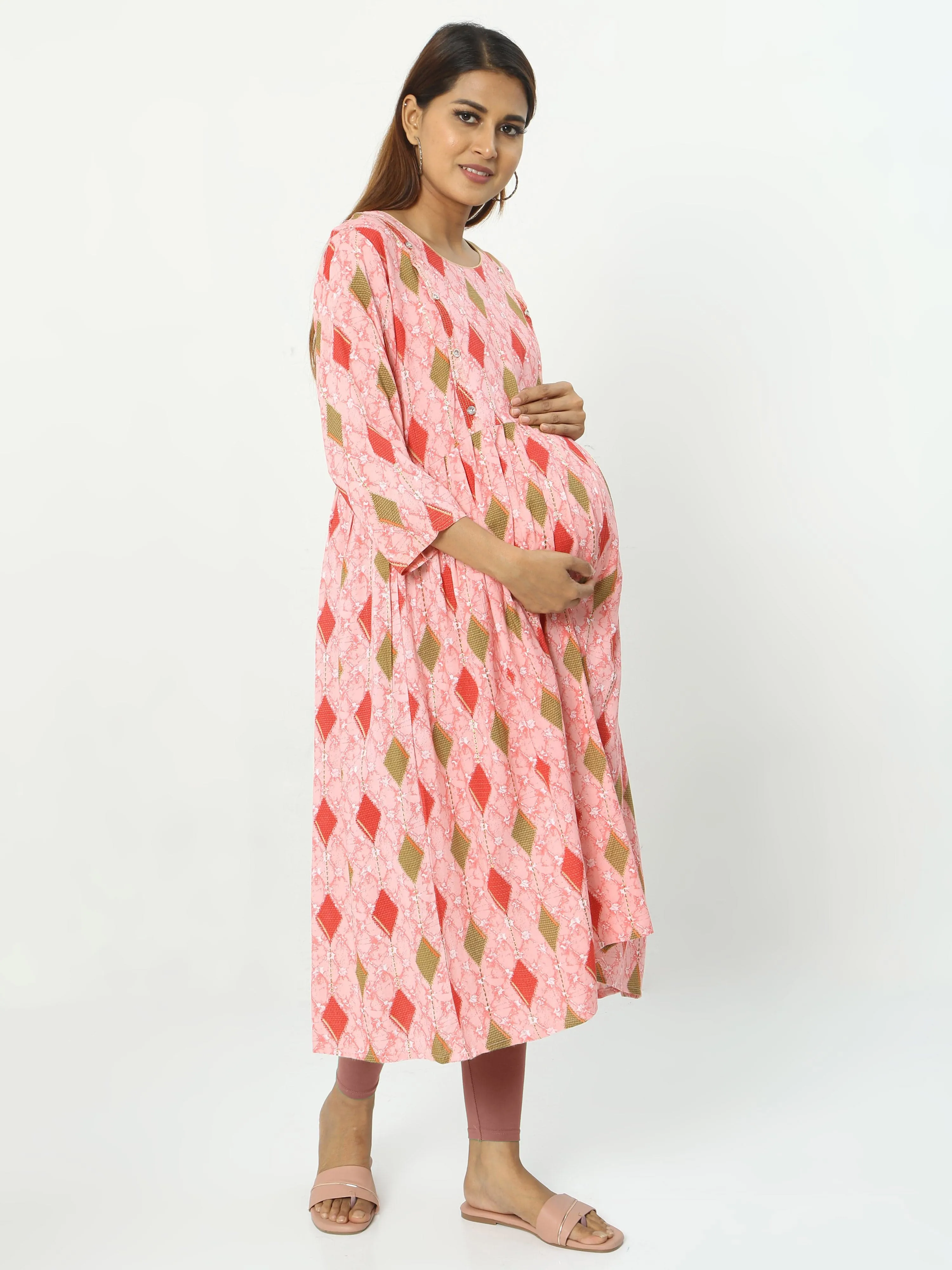 Rayon Maternity Feeding Kurti Baby Pink