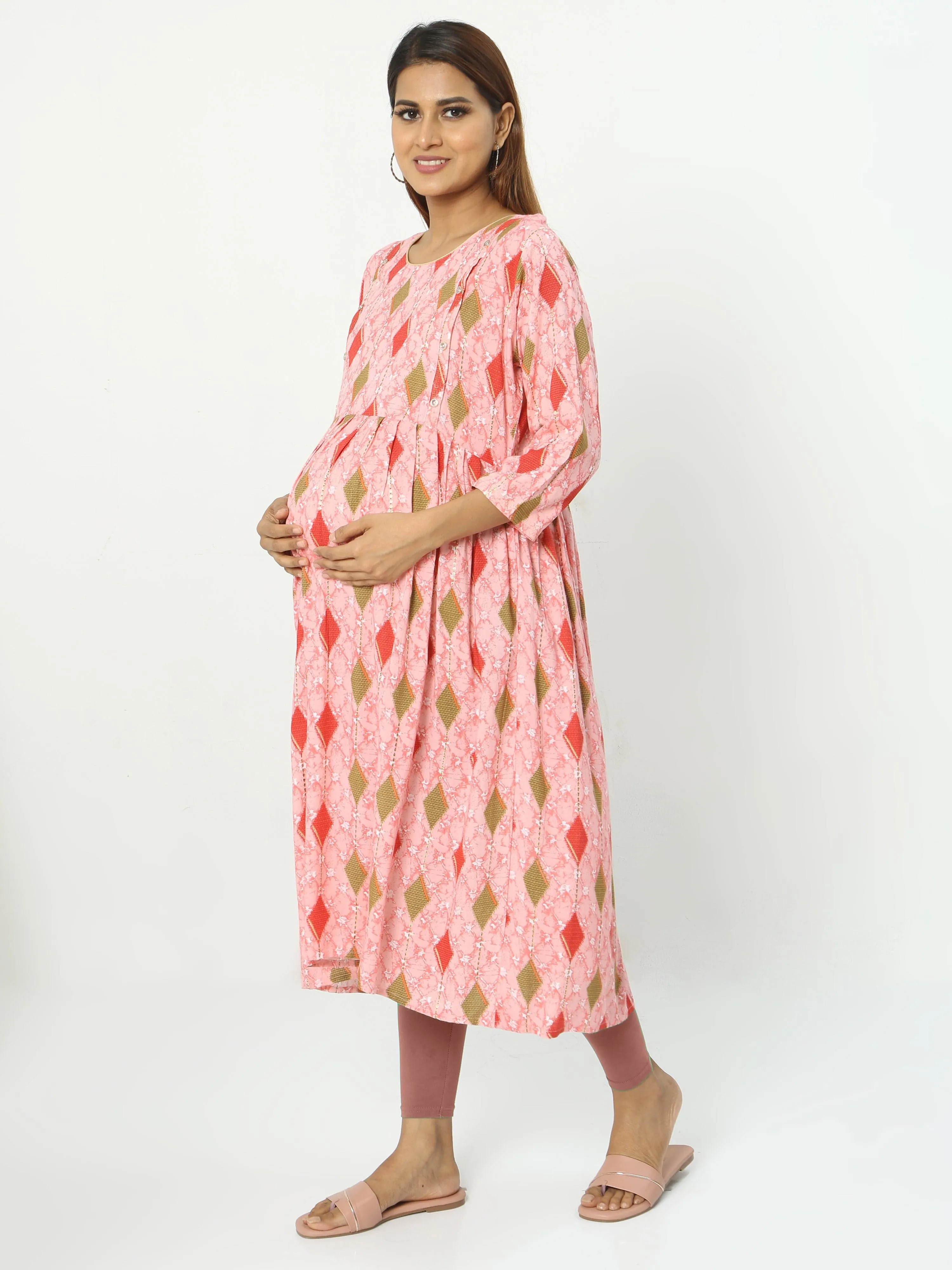 Rayon Maternity Feeding Kurti Baby Pink