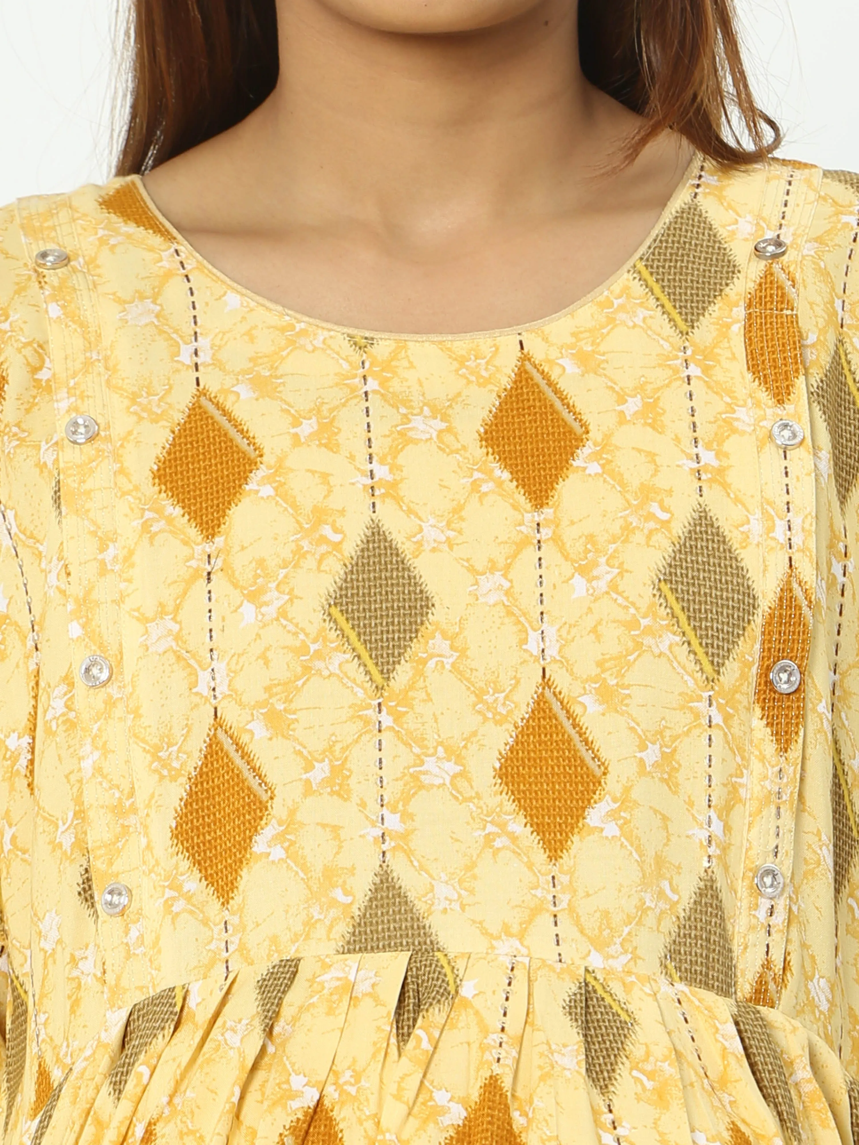 Rayon Maternity Feeding Kurti Musturd Yellow