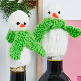 Red Heart Snowman Knit Wine Toppers