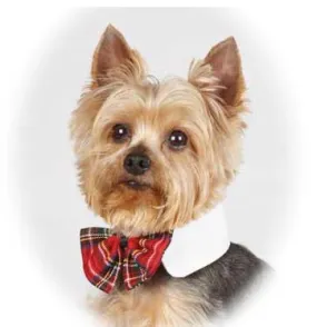 Red Tartan Plaid Bow Tie White Collar Size