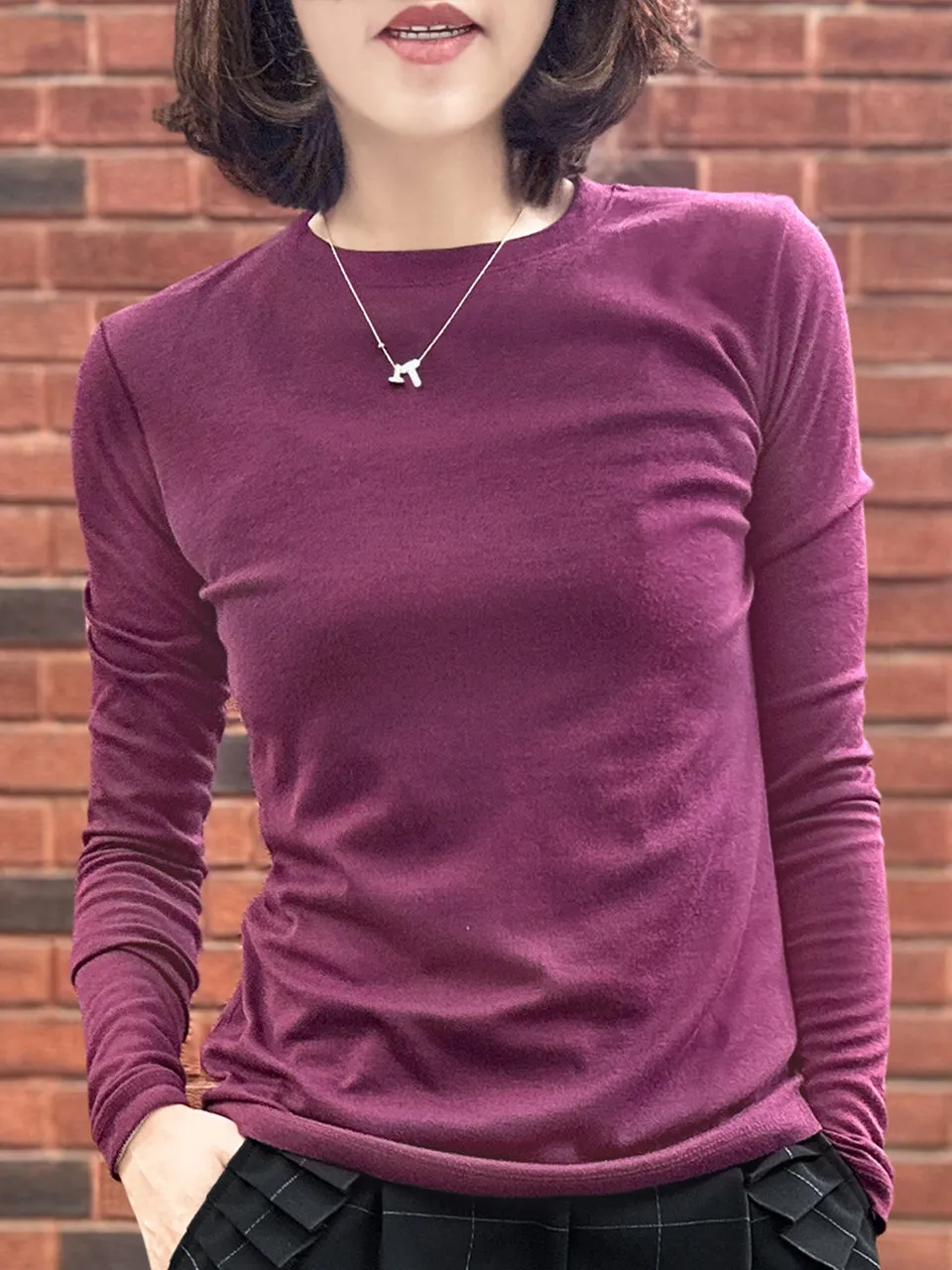 Rich Plum Red Cotton Rayon Blend Basic Jumper