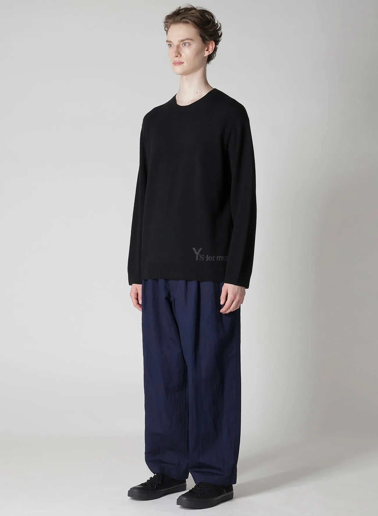 ROUND NECK INTARSIA KNIT WITH "Y's for men" LOGO