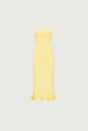 Ruffle Hem Strapless Dress (Butter Yellow)