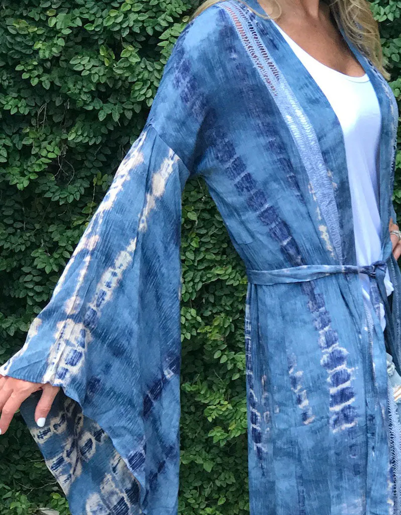 Runway Vagabond Alanis Tie Dye Duster in Blue