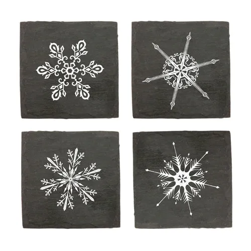 Rustic Holiday Snowflake Slate Coasters by Twine