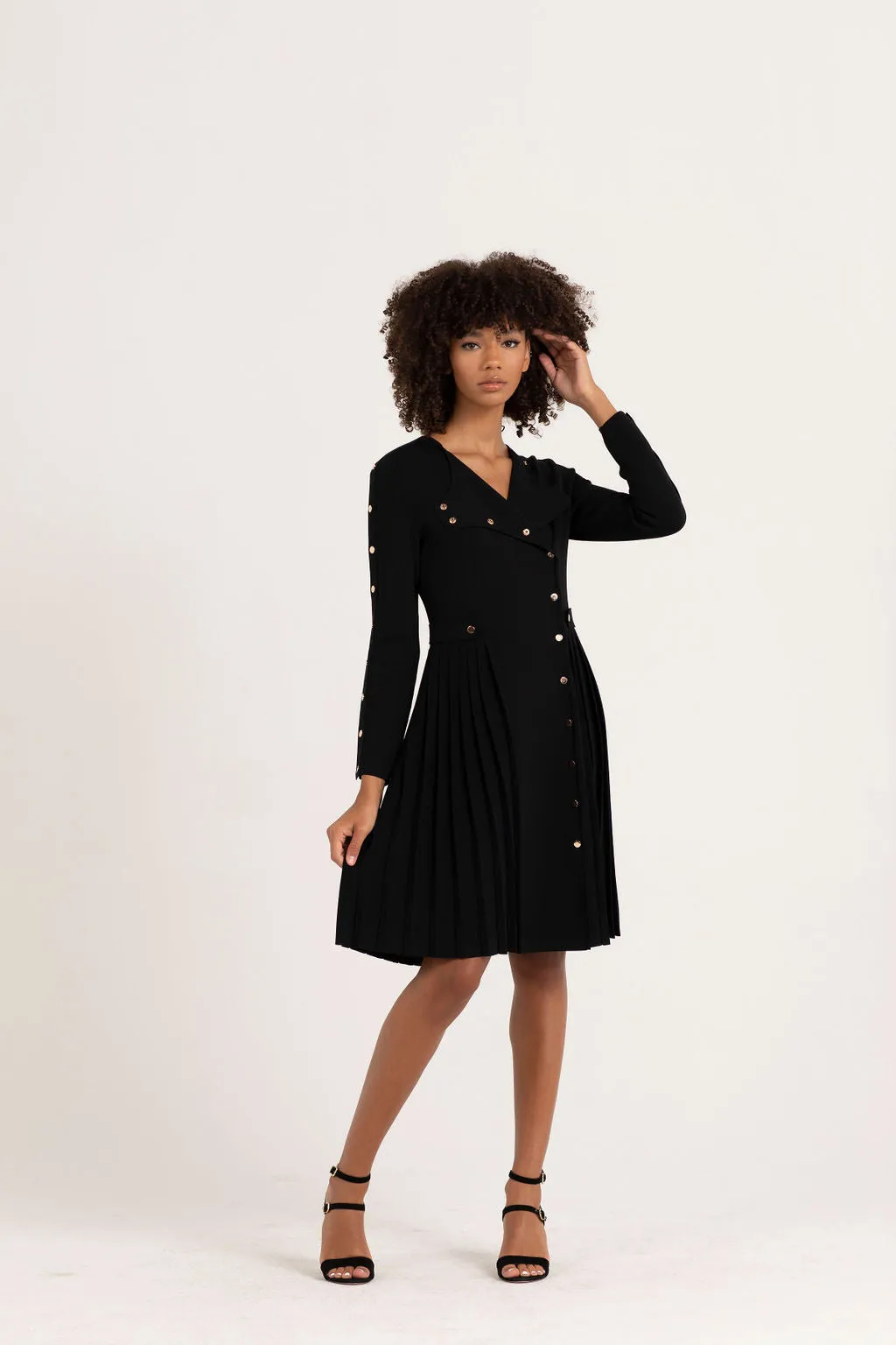 Sarah Gold Knit Dress Black