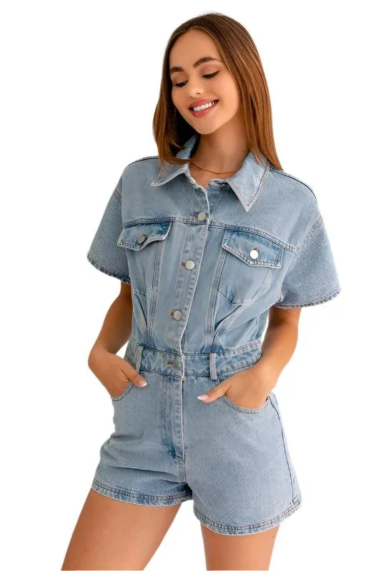 Short Sleeve Denim Romper