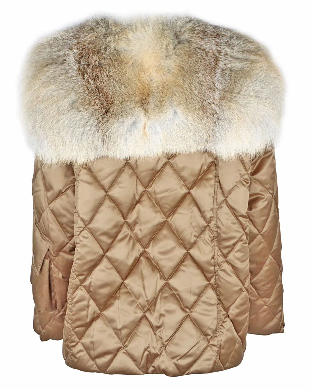 Short Tick Tock Fur Quilted Jacket in Bronze