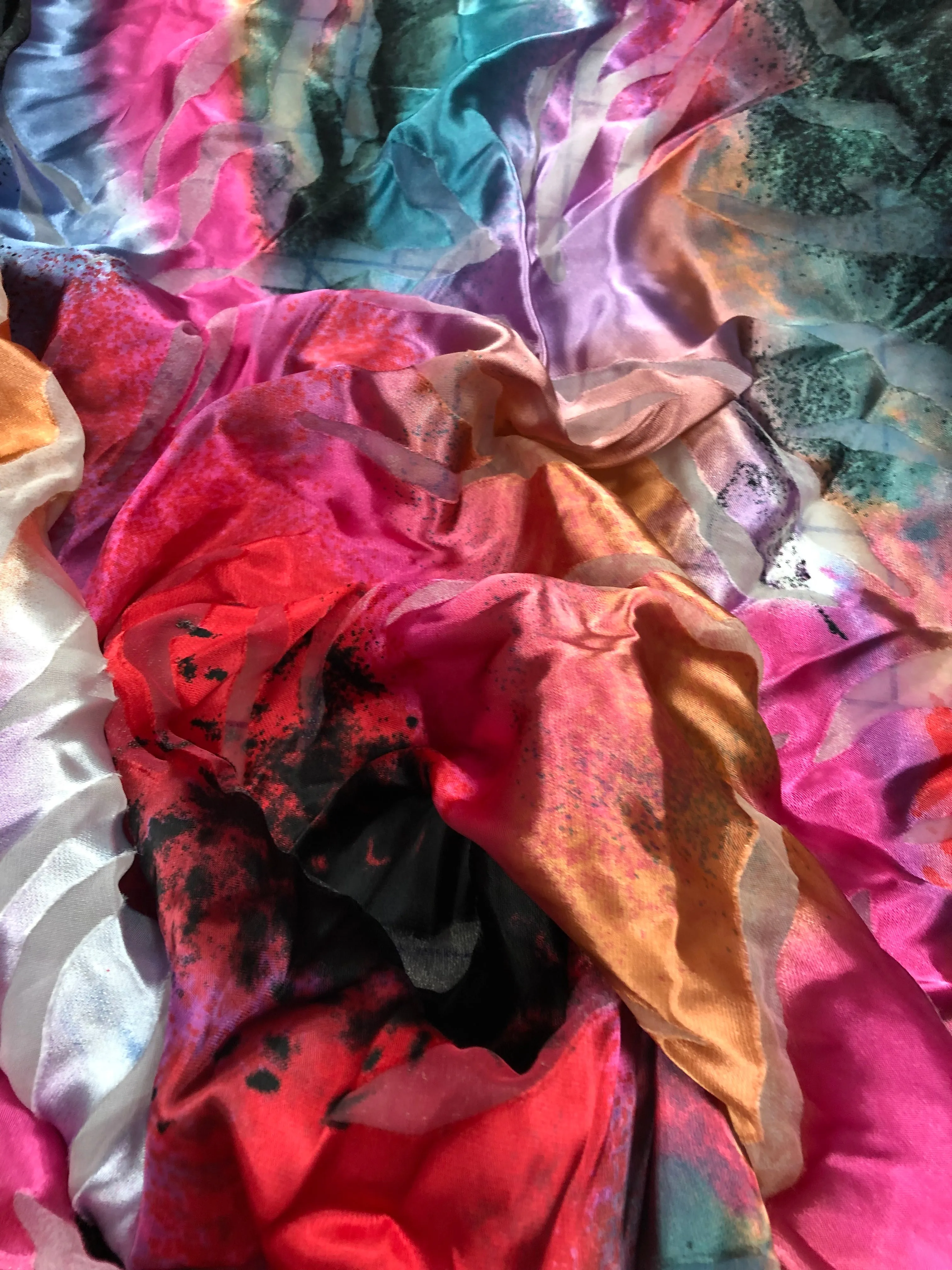 Silk Blend Satin Chiffon - 54-inches Wide Jacquard Burn-Out Multi-Color