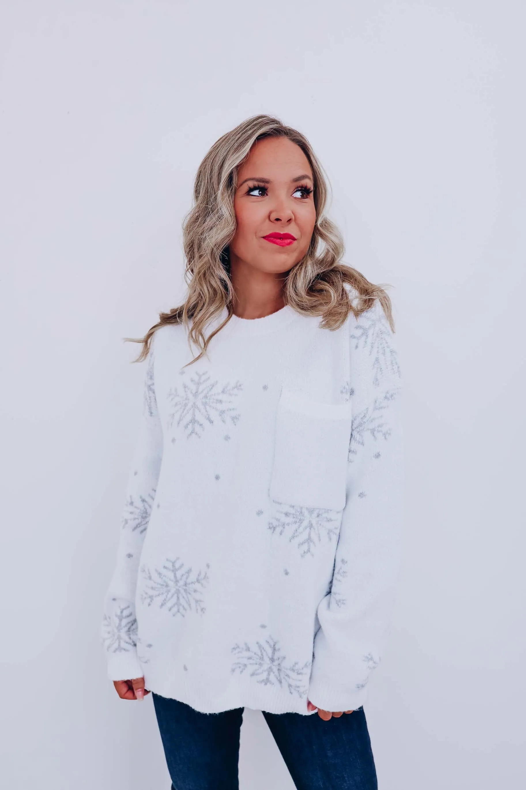 Silvery Snowflake Sweater - Ivory