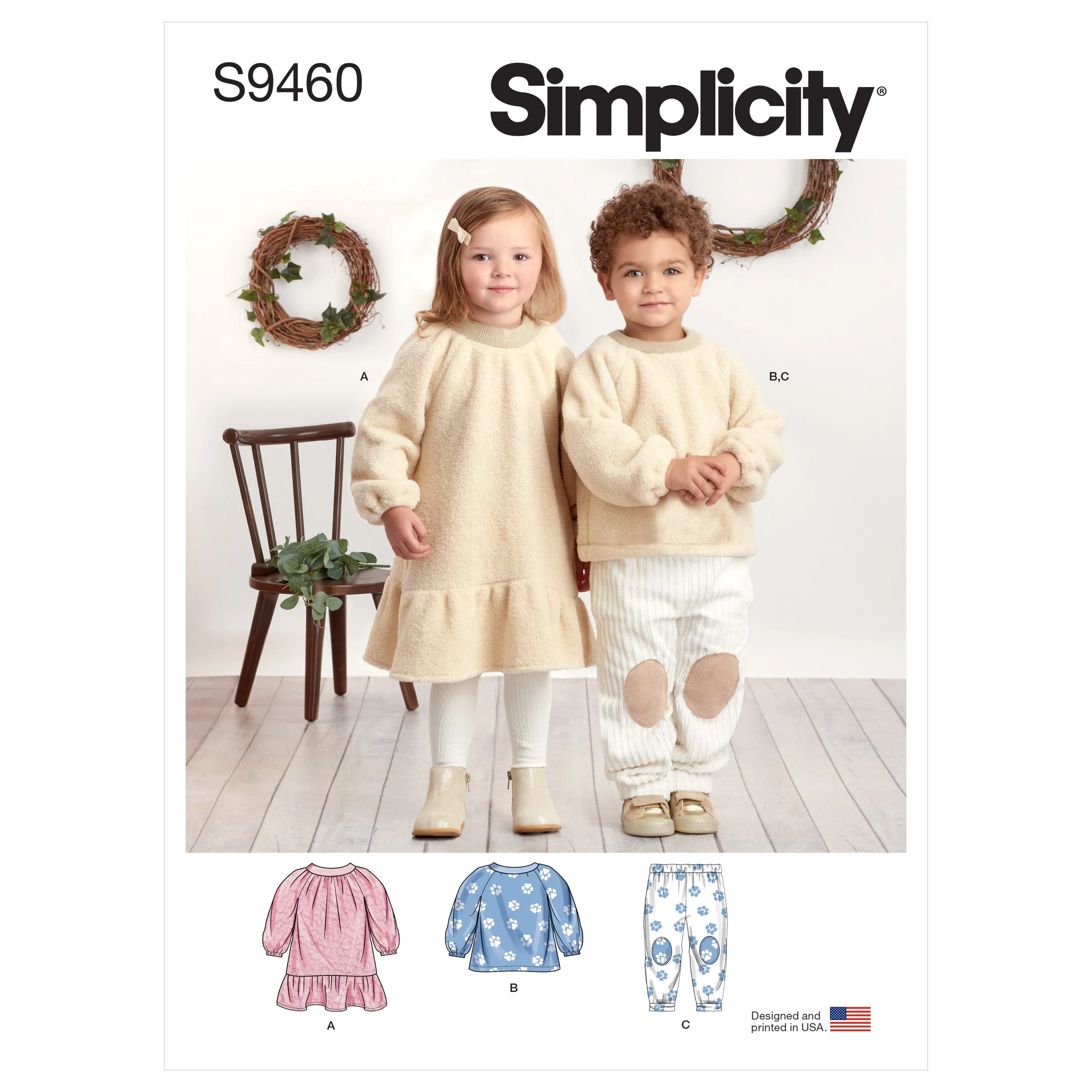 Simplicity Pattern 9460 Toddlers Dress, Top and Pants