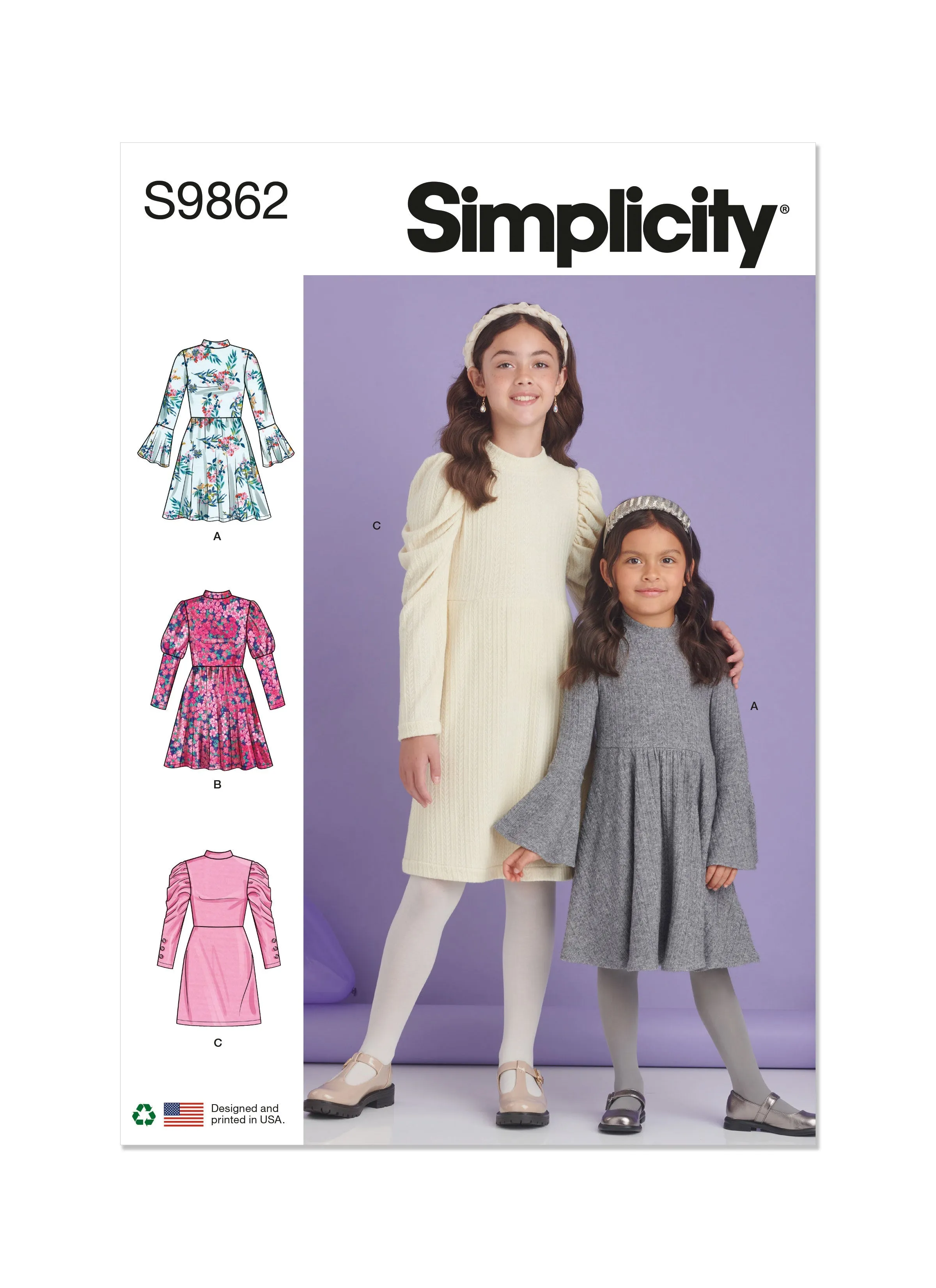 Simplicity Sewing Pattern 9862 Girls' Knit Dresses