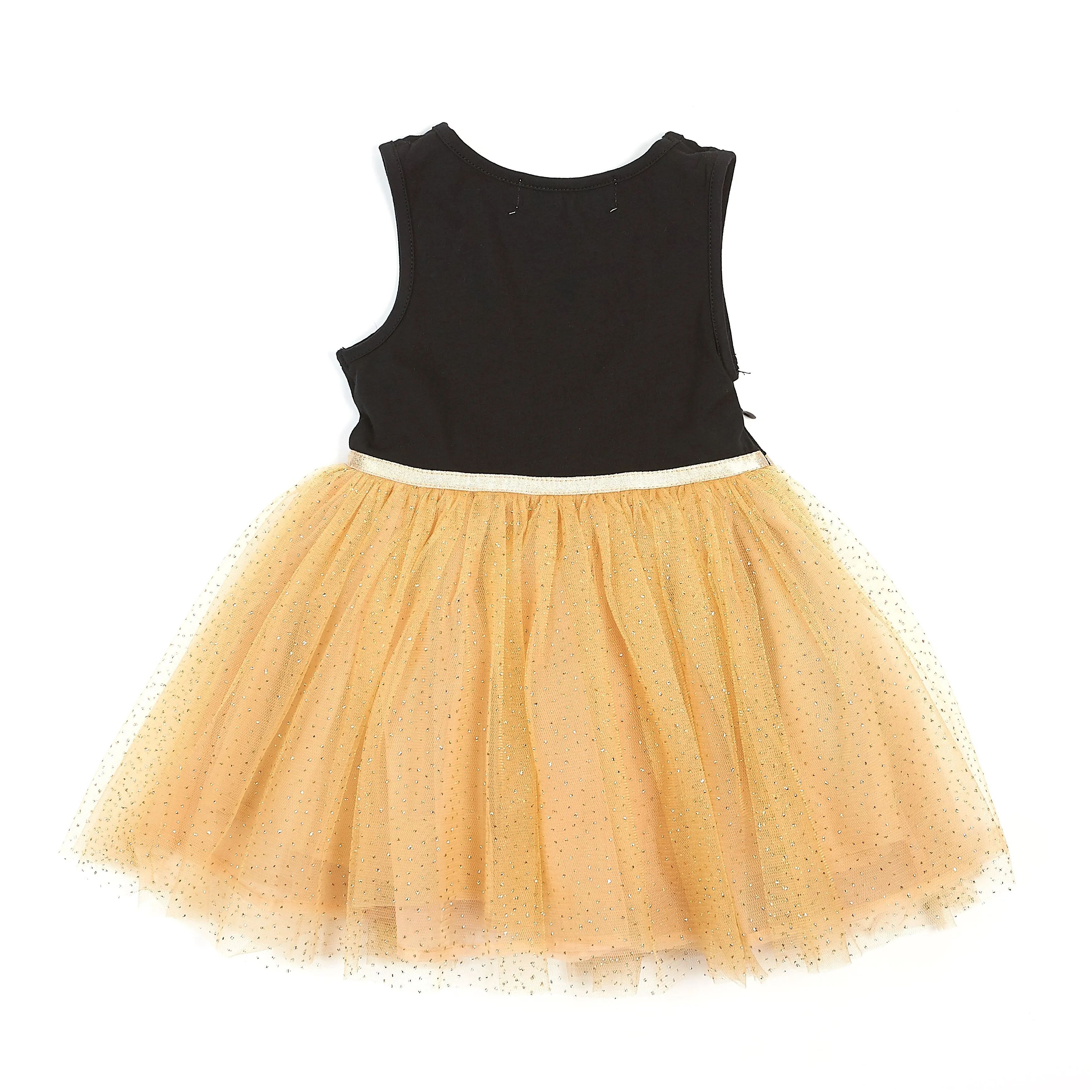 Sleeveless Jersey Tulle Dress with Logo & Hanging Star Detail