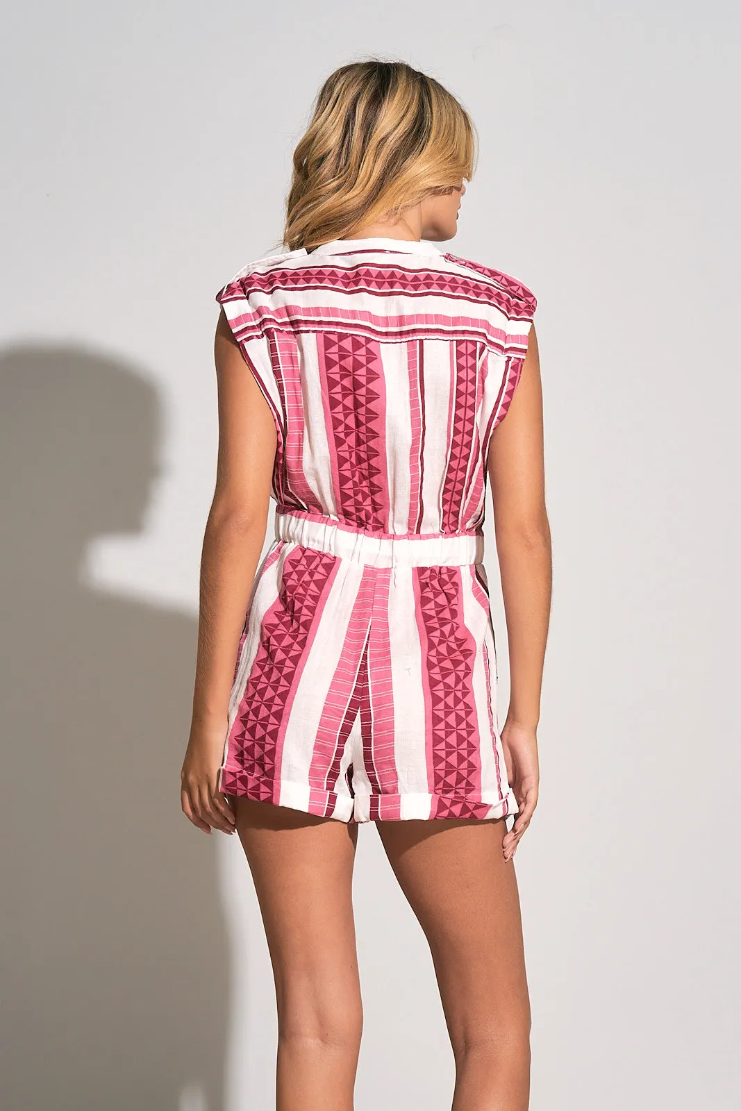 Sleeveless Romper White Fuchsia ONLINE ONLY