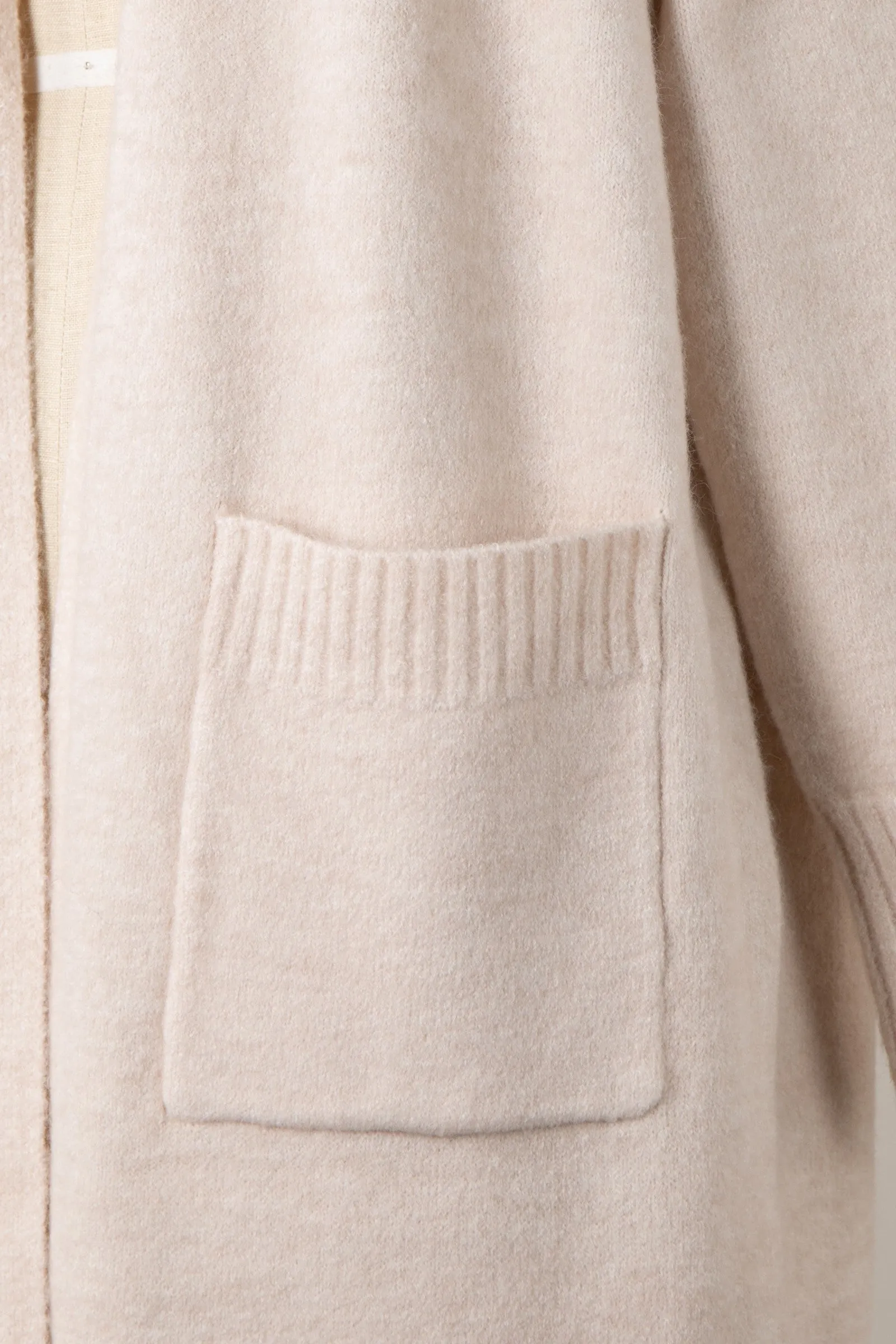 Smooth Long Soft Basic Cardigan With Ribbed Trim