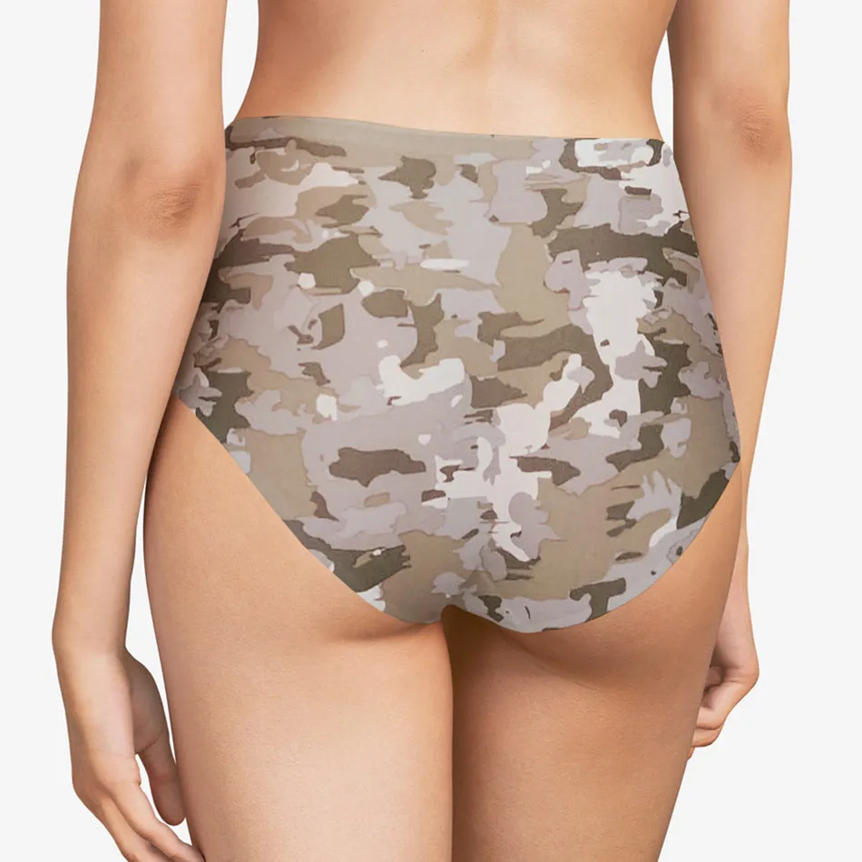 Soft Stretch Camo Print High Waist Brief