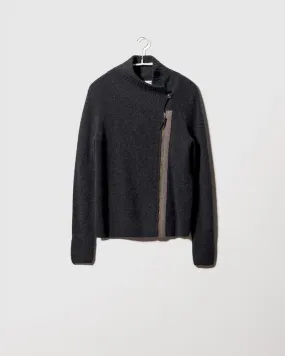 SOH Rib Moto Cardigan Charcoal