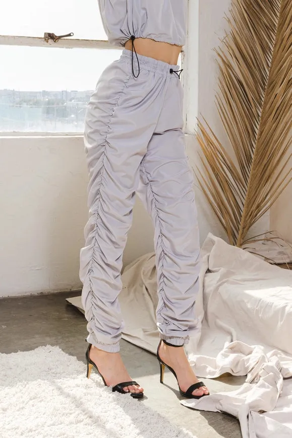 Sports Girl Ruched Jogger Parachute Pants