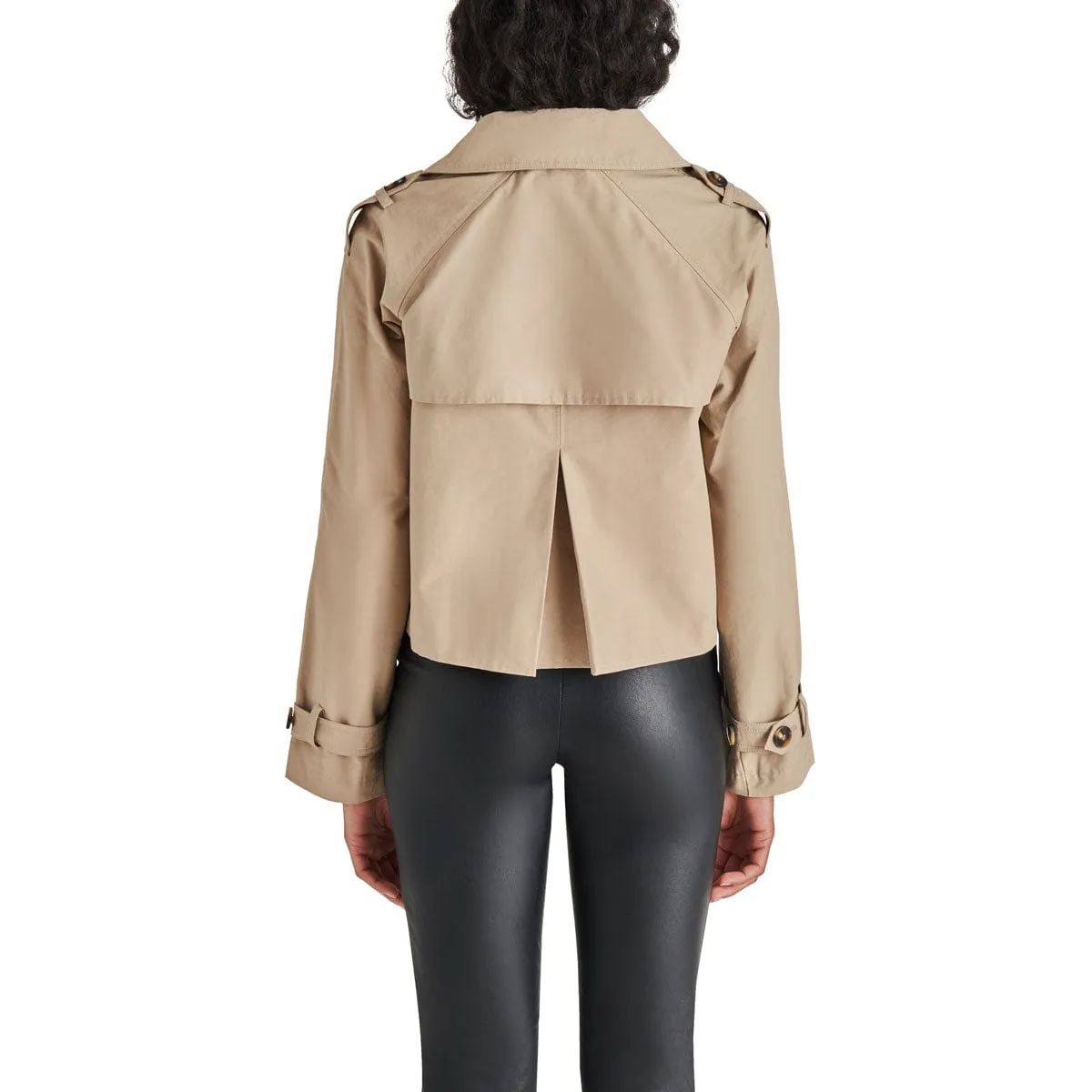 Steve Madden Sirus Cropped Double-Breasted Trench Jacket