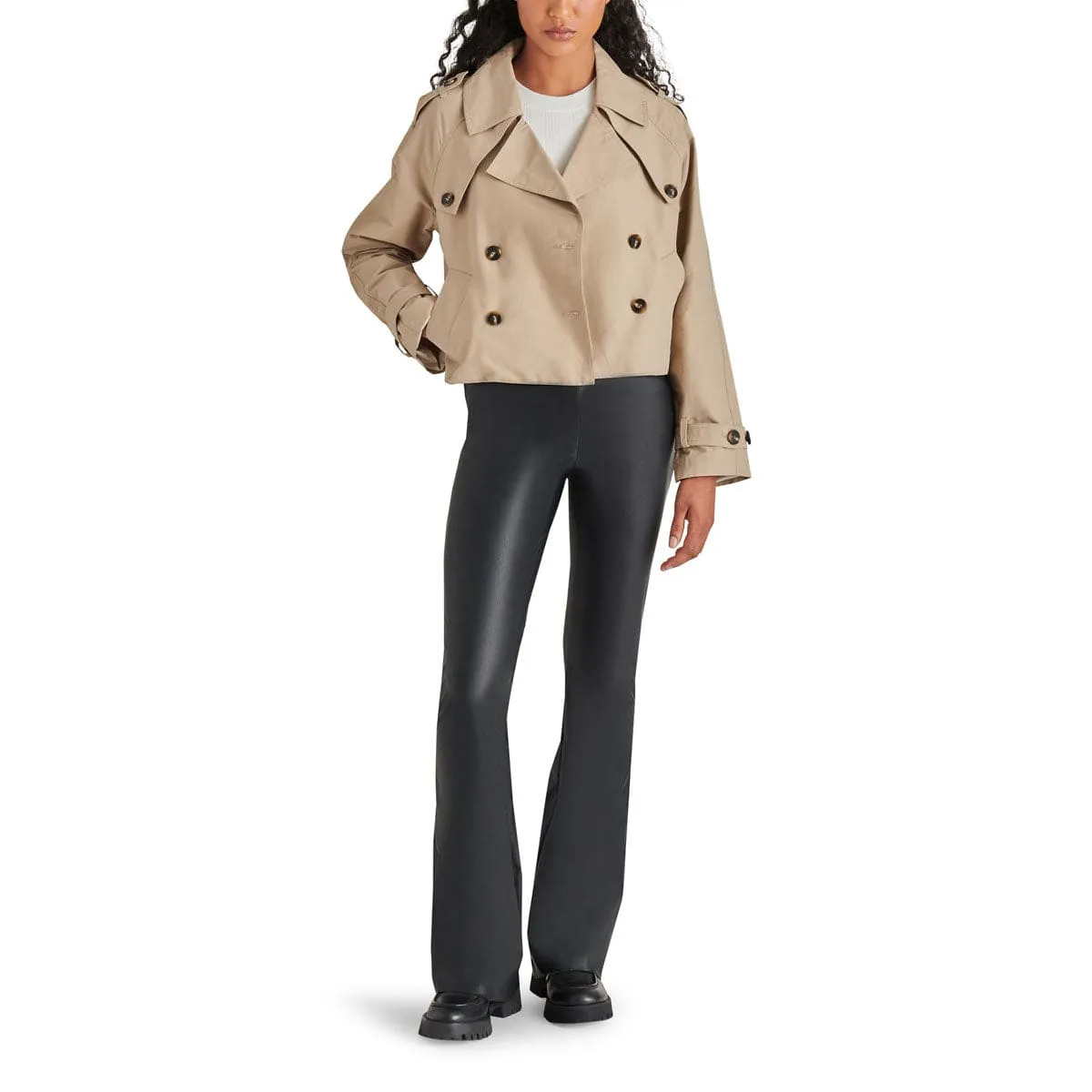 Steve Madden Sirus Cropped Double-Breasted Trench Jacket