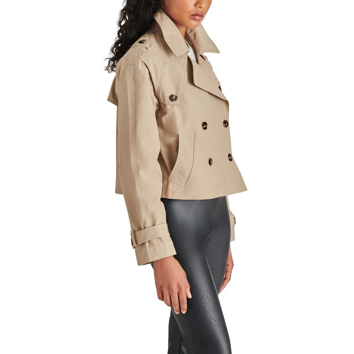 Steve Madden Sirus Cropped Double-Breasted Trench Jacket