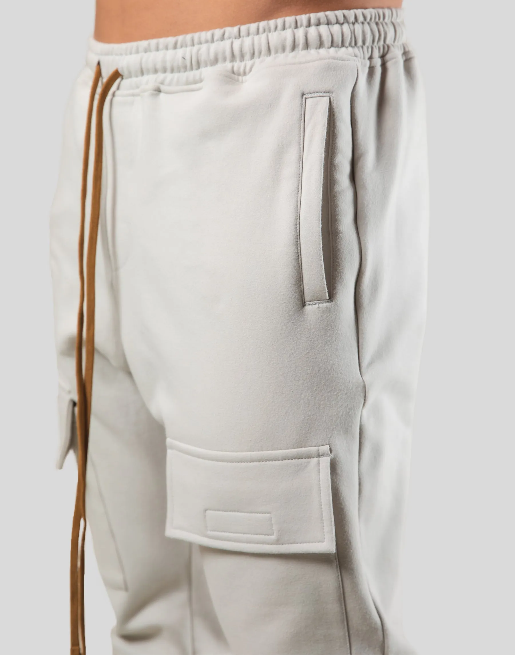 Stretch Sweat Cargo Pants- Ivory