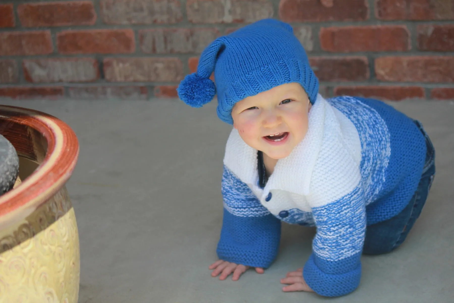 Striped Cardi & Hat - 3, 6/9, 12 months (18.5, 19.5, 20.5")