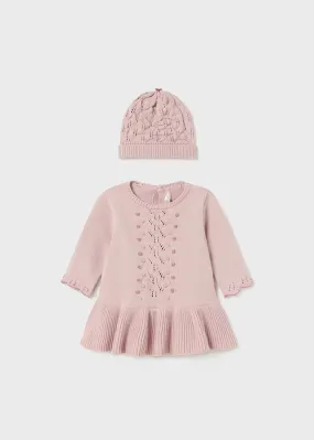 Sugar Pink Knit Dress w/Hat - Select Size