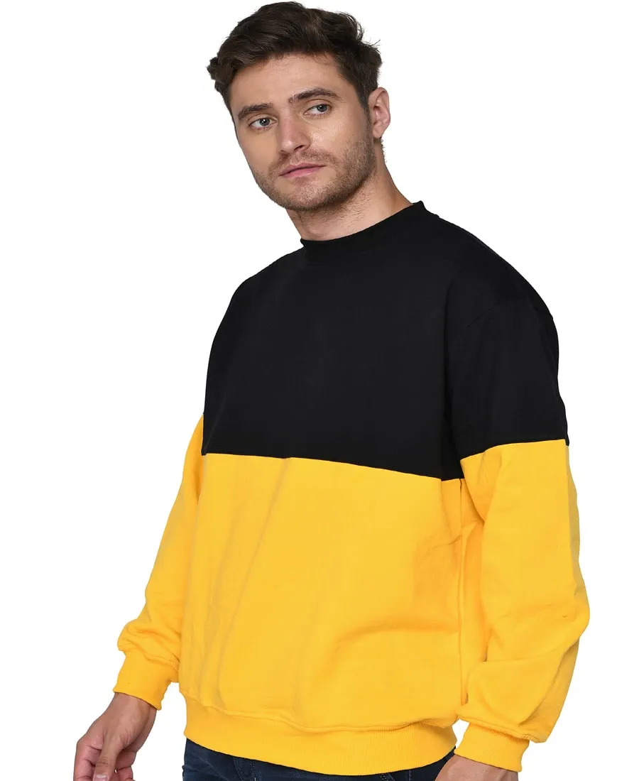 SXV Solid COLOURBLOCKED Sweatshirt for Men & Women (Black,Yellow)