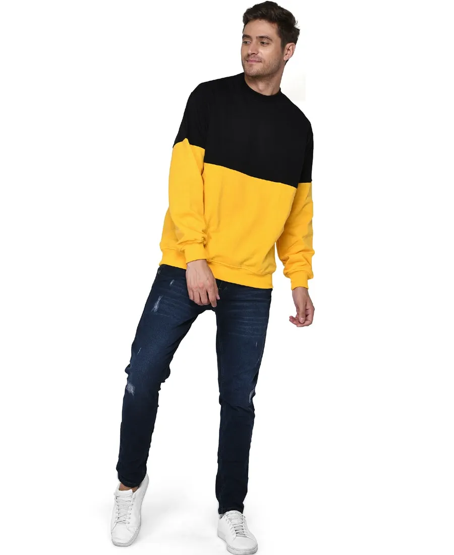 SXV Solid COLOURBLOCKED Sweatshirt for Men & Women (Black,Yellow)