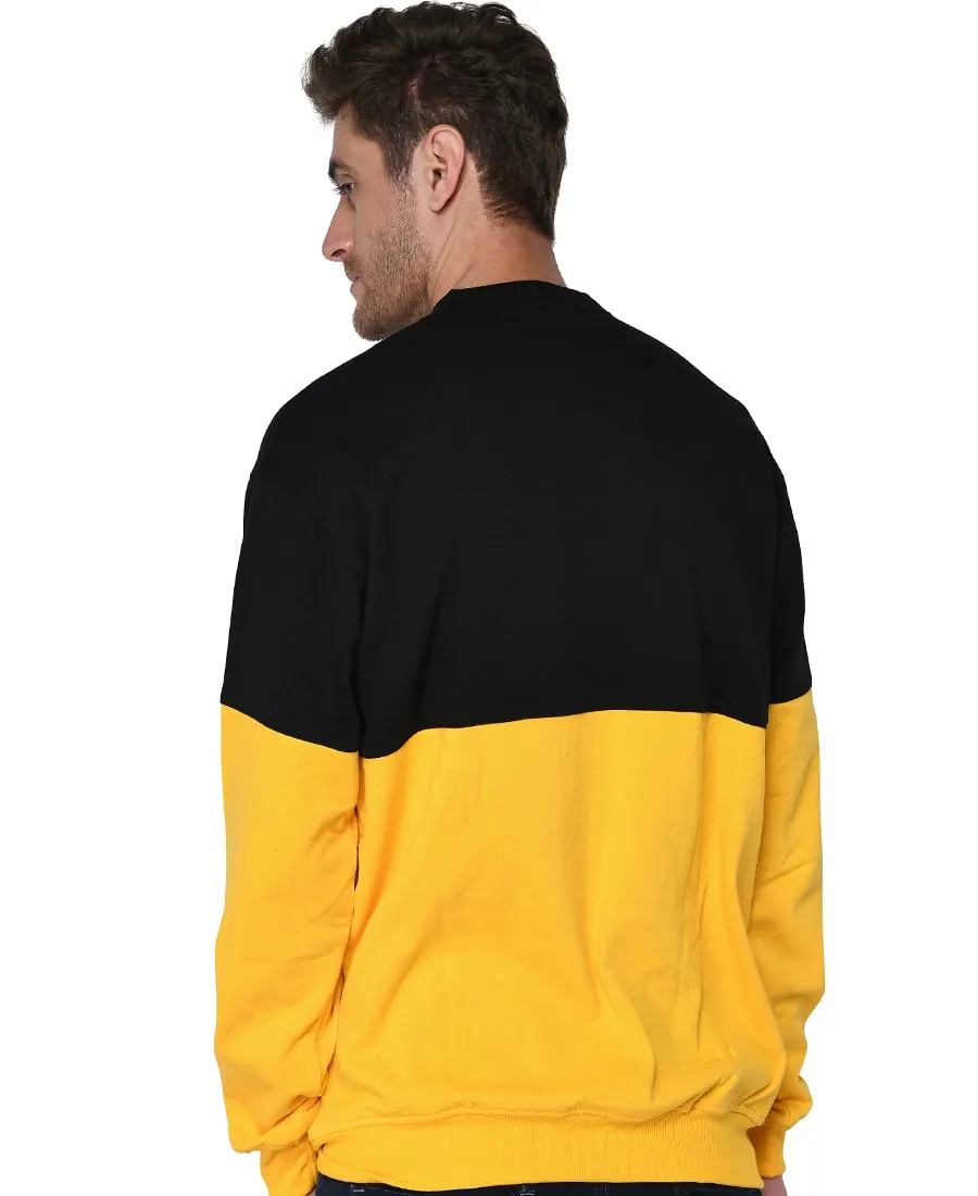 SXV Solid COLOURBLOCKED Sweatshirt for Men & Women (Black,Yellow)