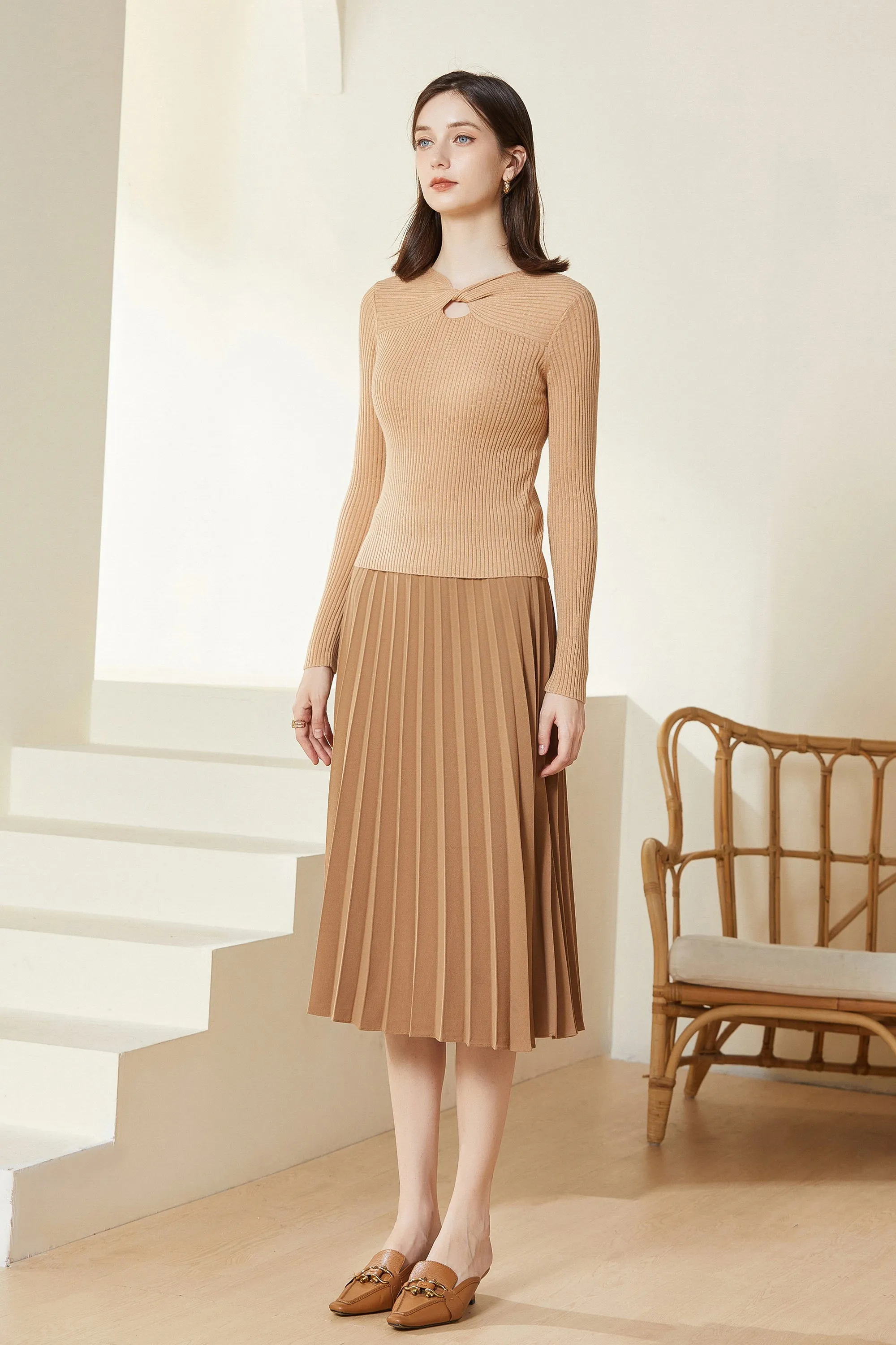 Sylphide | Dinah Khaki Cut Out Wool Sweater