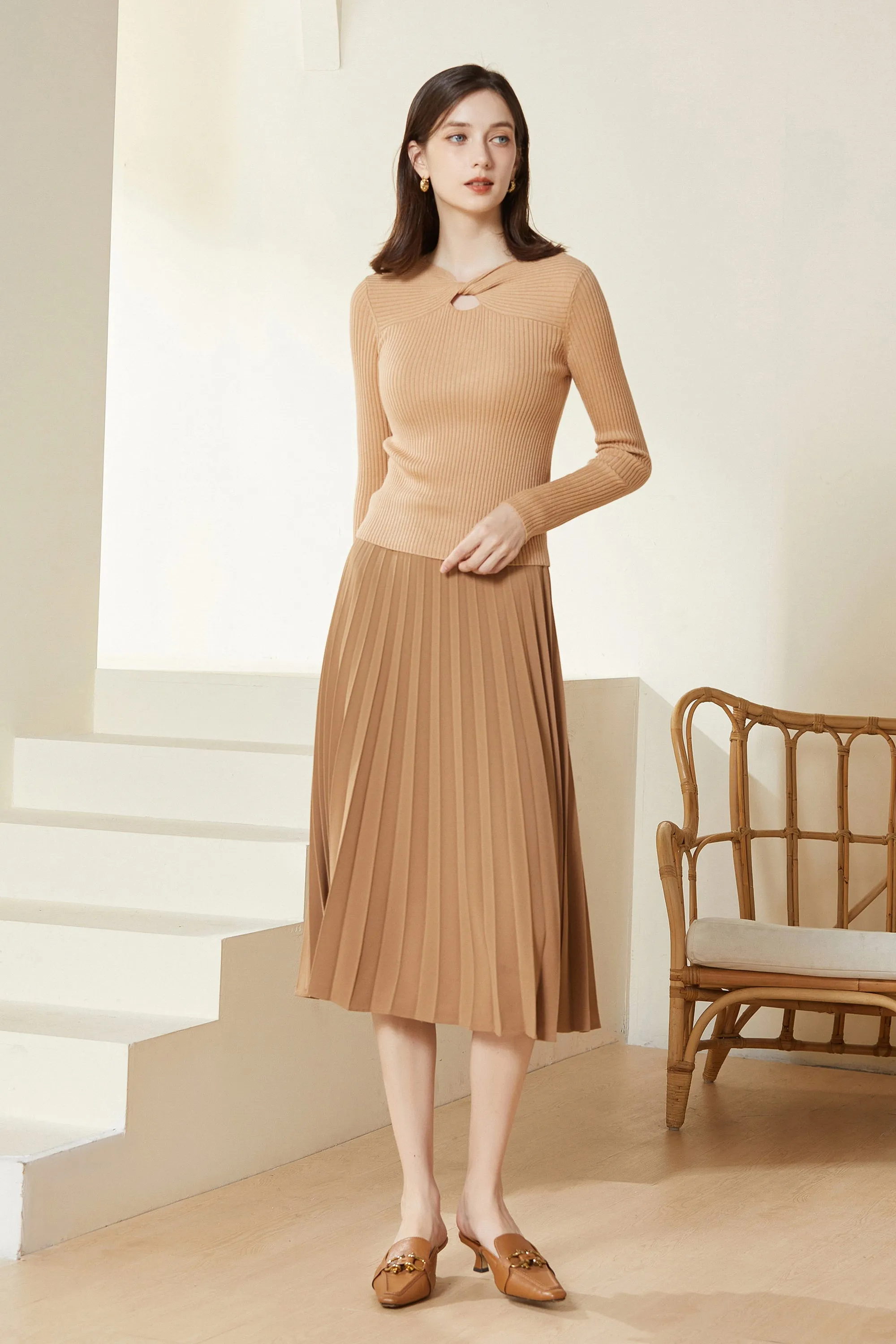 Sylphide | Dinah Khaki Cut Out Wool Sweater