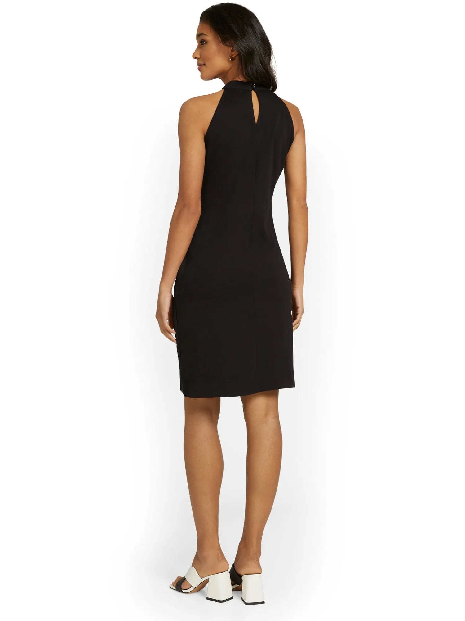 Tall Contrast-Bow Halterneck Dress - City Knits