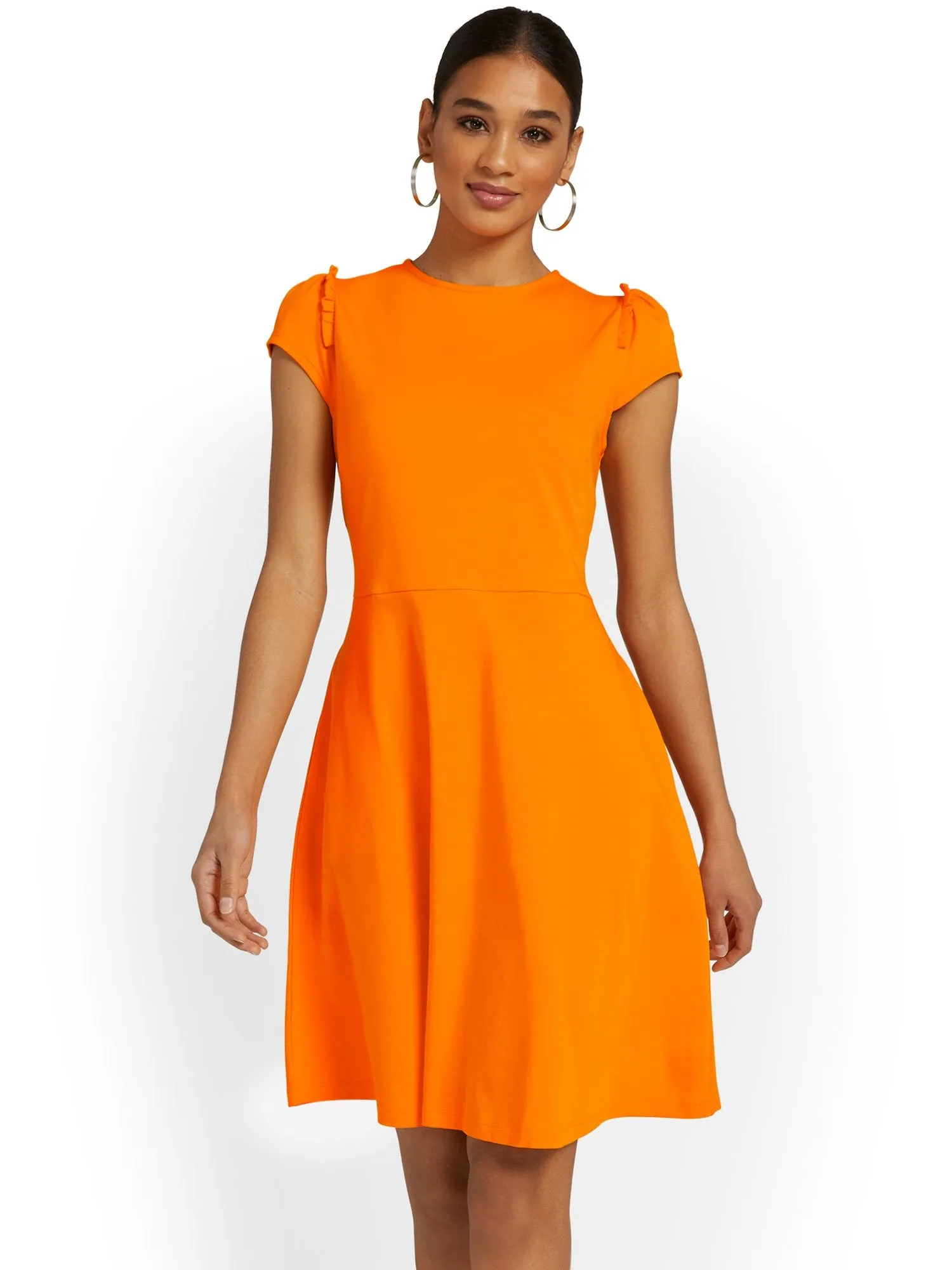 Tall Puff-Sleeve Flare Dress - City Knits