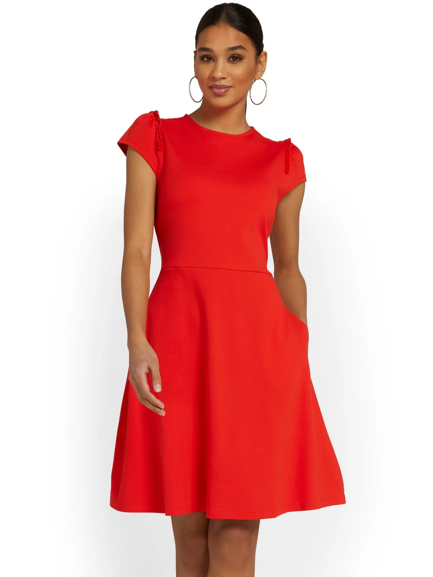 Tall Puff-Sleeve Flare Dress - City Knits