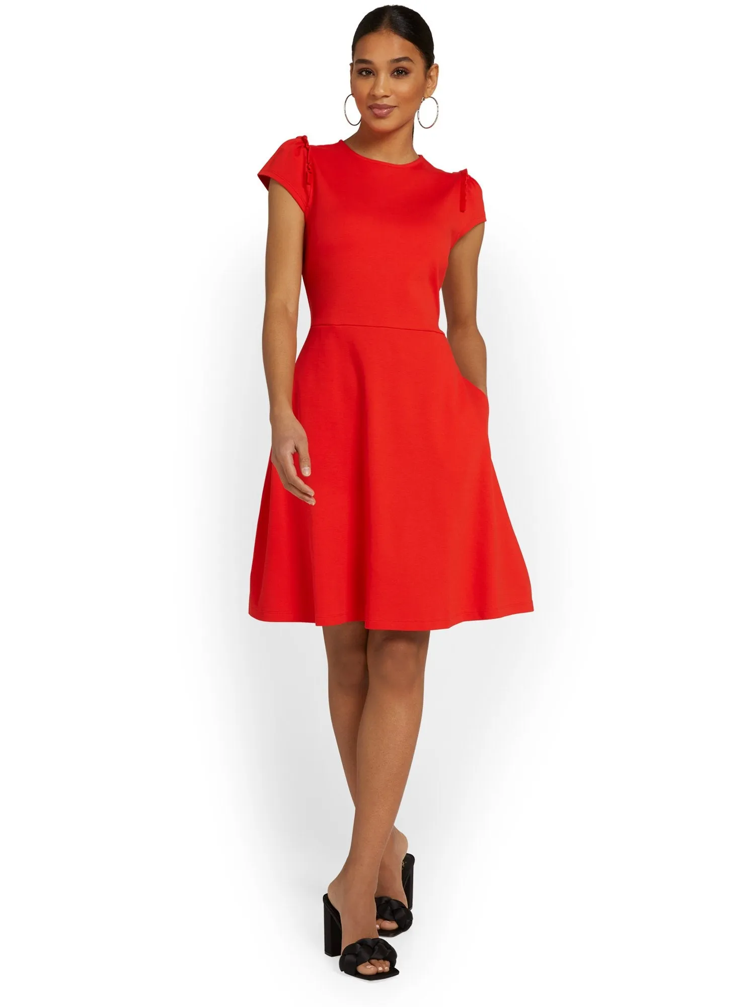 Tall Puff-Sleeve Flare Dress - City Knits